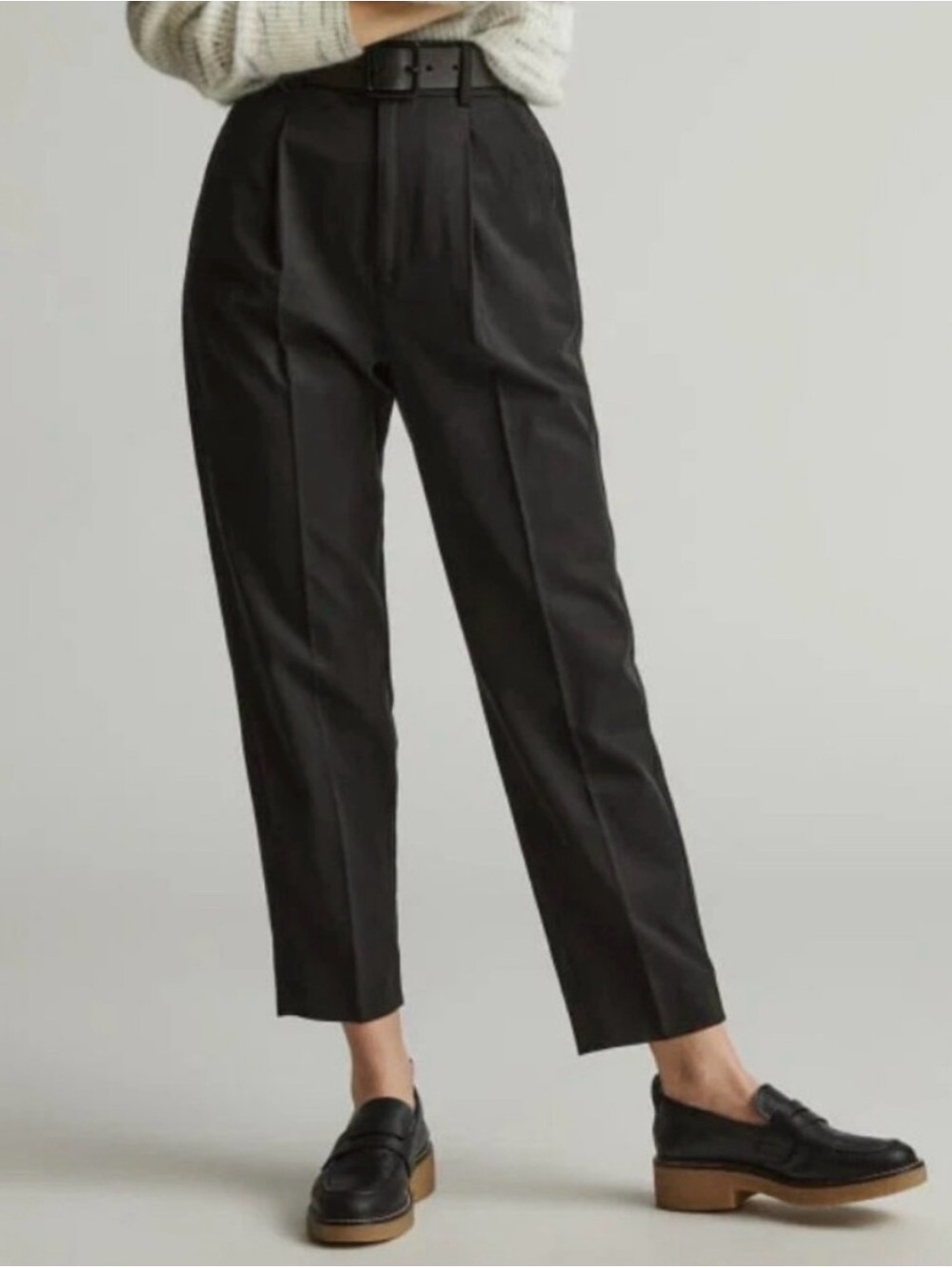 Everlane Draper High-Waist Tailored Cropped Trousers - Black